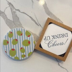 Cheers Coasters Set with Olive Design